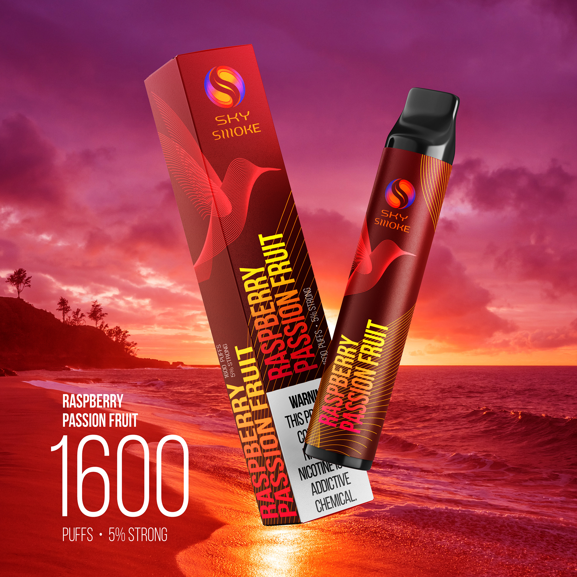 SKY SMOKE 1600 Raspberry Passion Fruit / Малина Маракуйя